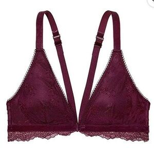 NWT Victoria's Secret Chantilly Floral Lace Bralette Burgundy Velvet Women’s XS
